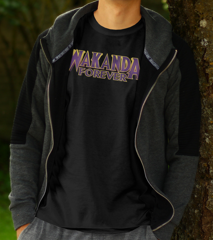 Marvel Black Panther Wakanda Forever Bold Iconic Lettering T-Shirt