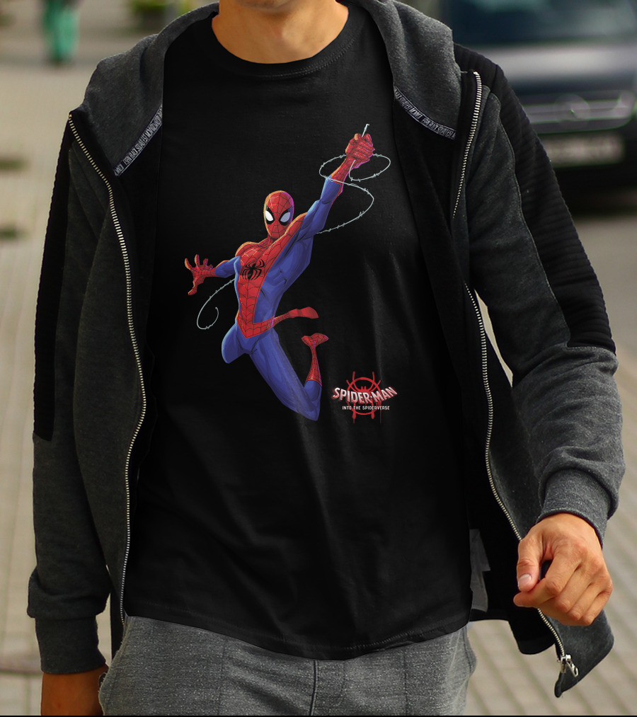 Spider-Man Into The Spider-Verse Classic Swing Action Marvel T-Shirt