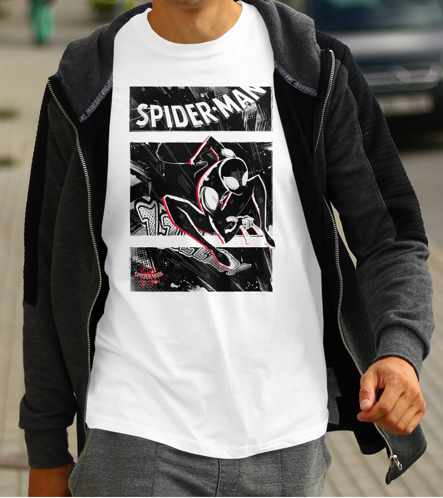 Spider-Man Marvel Spiderverse Comic Graphic Action Panels T-Shirt