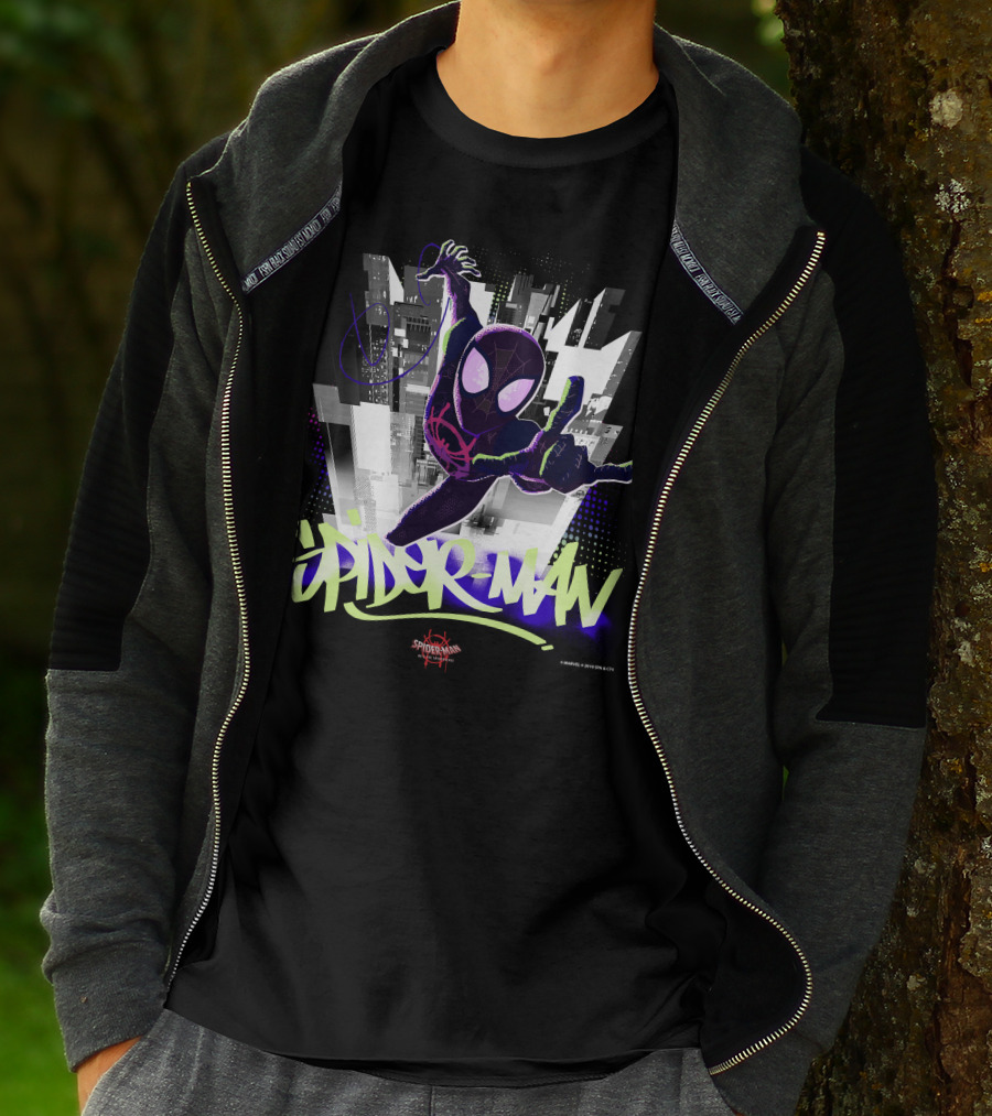 Spider-Man Spiderverse Graffiti City Marvel Iconic Swing Pose T-Shirt