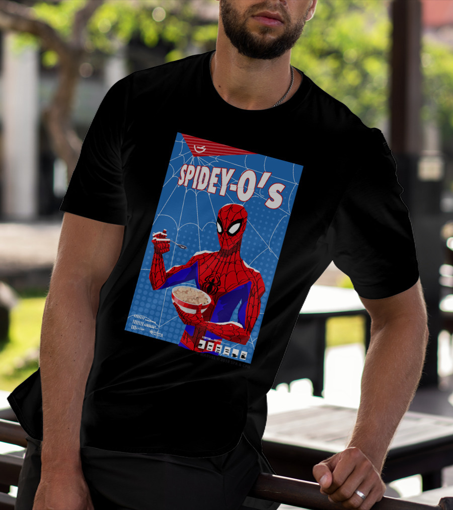 Marvel Spider-Man Spiderverse Spidey-Os Cereal Box Breakfast Comics T-Shirt