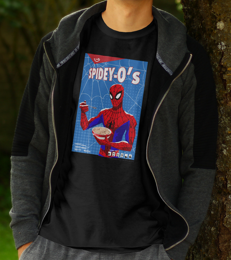 Marvel Spider-Man Spiderverse Spidey-Os Cereal Box Breakfast Comics T-Shirt