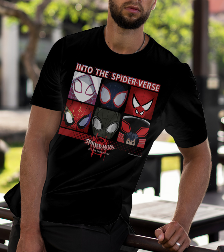 Marvel Spider-Man Into The Spider-Verse Square Group T-Shirt