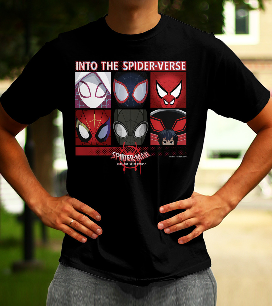 Marvel Spider-Man Into The Spider-Verse Square Group T-Shirt