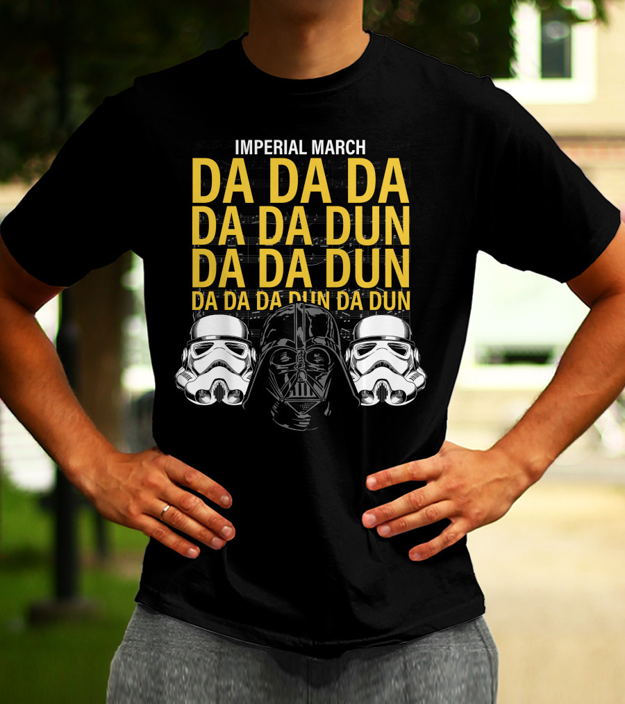 Star Wars Darth Vader Imperial March Da Da Da Stormtrooper Helmets T-Shirt