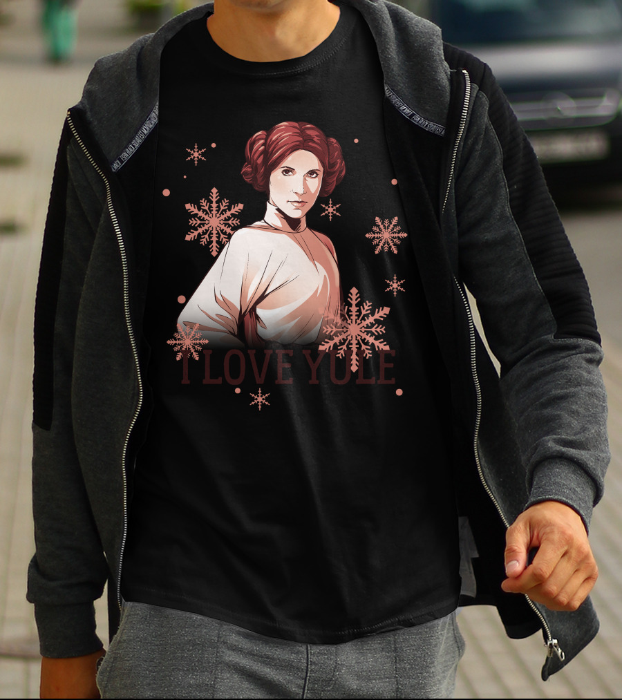 Star Wars Leia I Love Yule Christmas Snowflake Iconic Princess T-Shirt