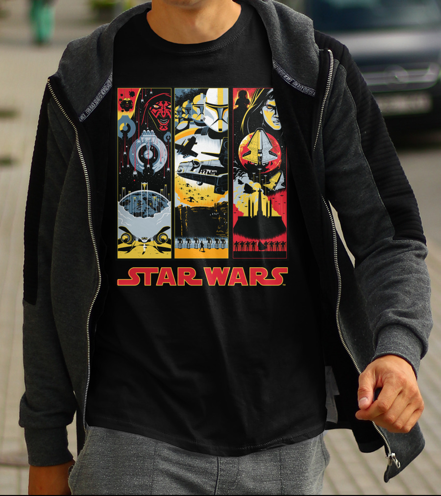 Star Wars Darth Maul Clone Trooper Anakin Panels T-Shirt