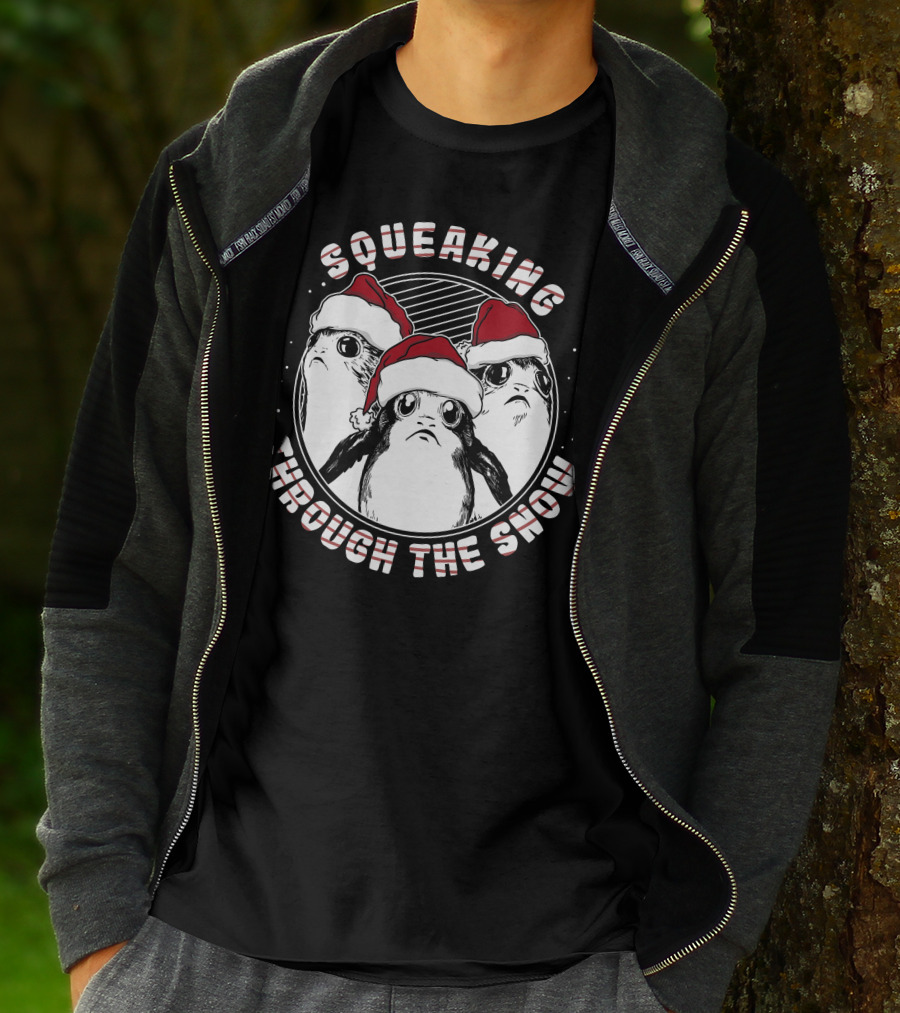 Squeaking Through The Snow Star Wars Porg Santa Hat T-Shirt