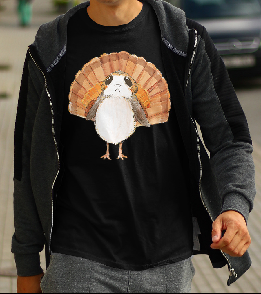 Star Wars Porg Turkey Thanksgiving Feathers T-Shirt