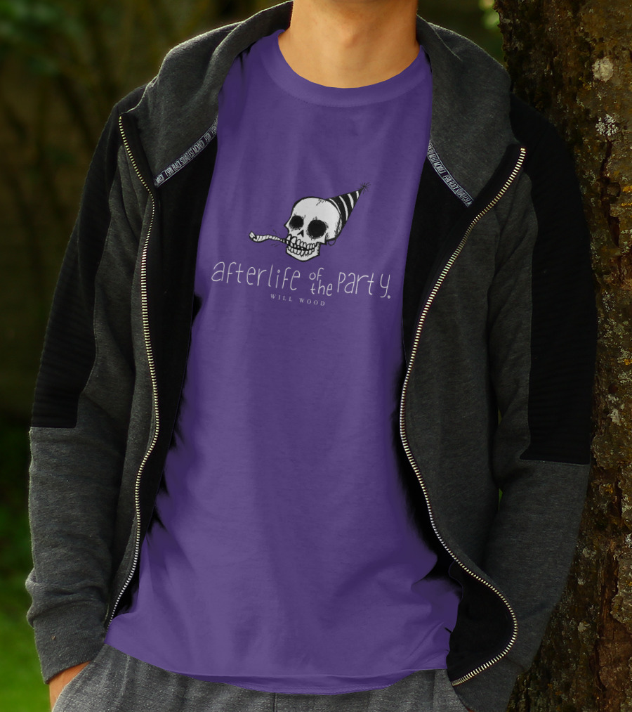 Afterlife Of The Party Skull With Party Hat And Blower T-Shirt