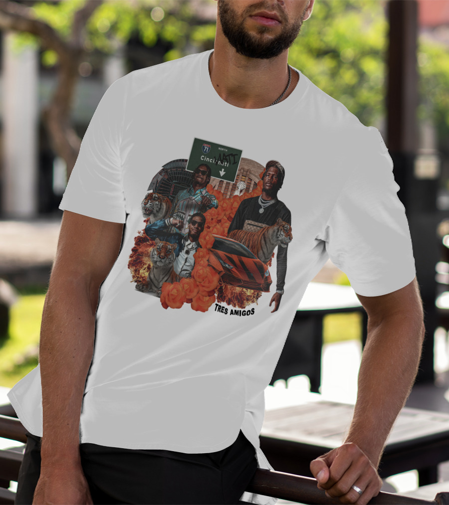 Tres Amigos Cincinnati Highway Tigers Roses Playoffs T-Shirt