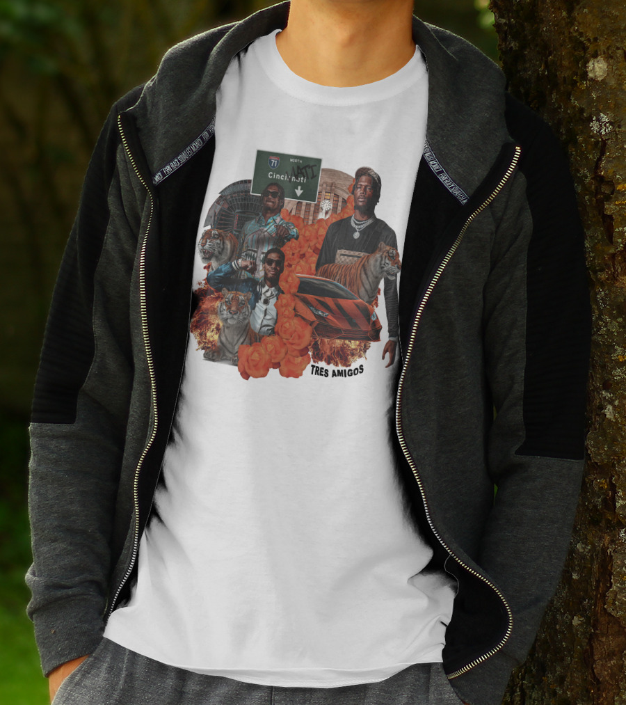 Tres Amigos Cincinnati Highway Tigers Roses Playoffs T-Shirt