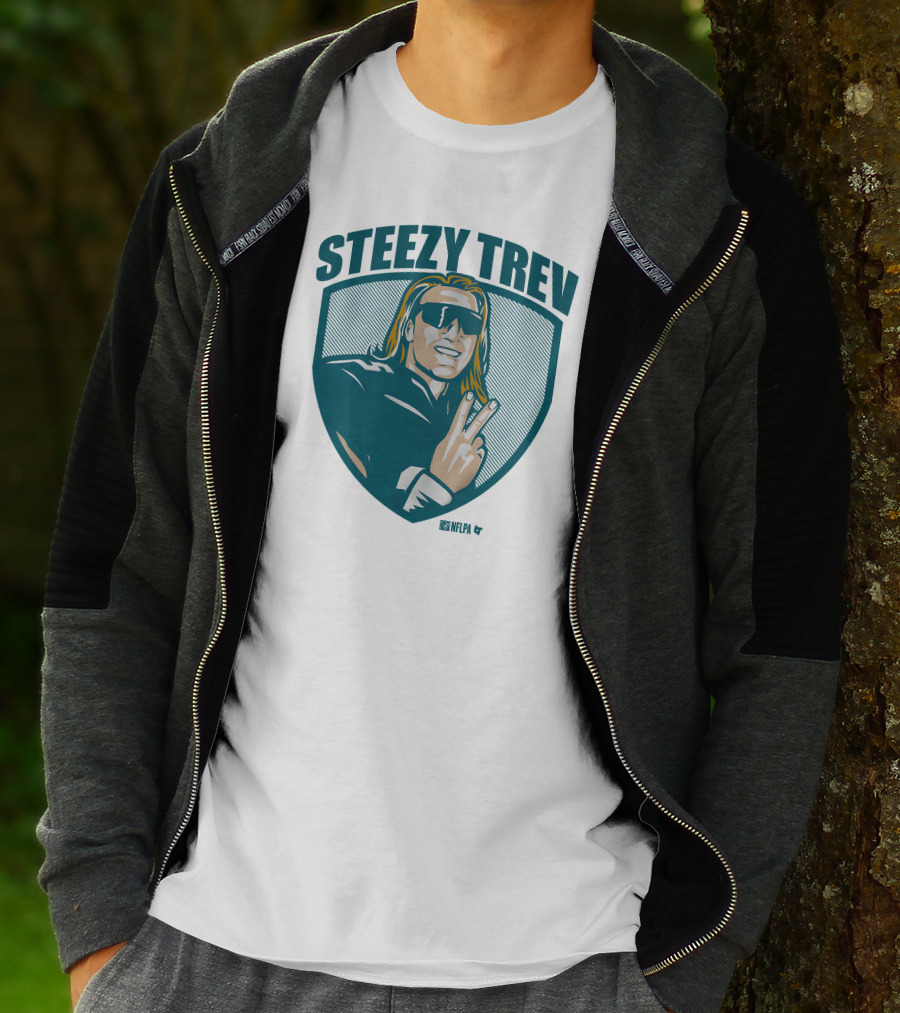 Steezy Trev NFLPA Icon With Sunglasses And Peace Sign T-Shirt