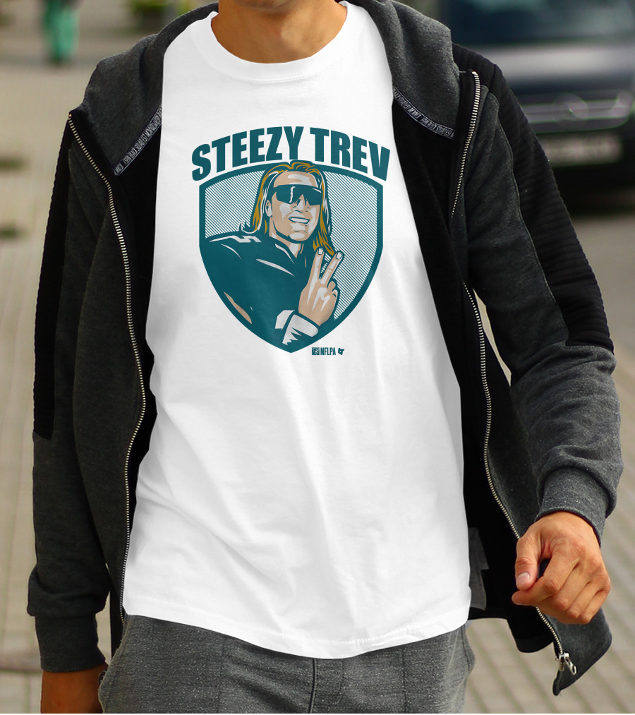 Steezy Trev NFLPA Icon With Sunglasses And Peace Sign T-Shirt