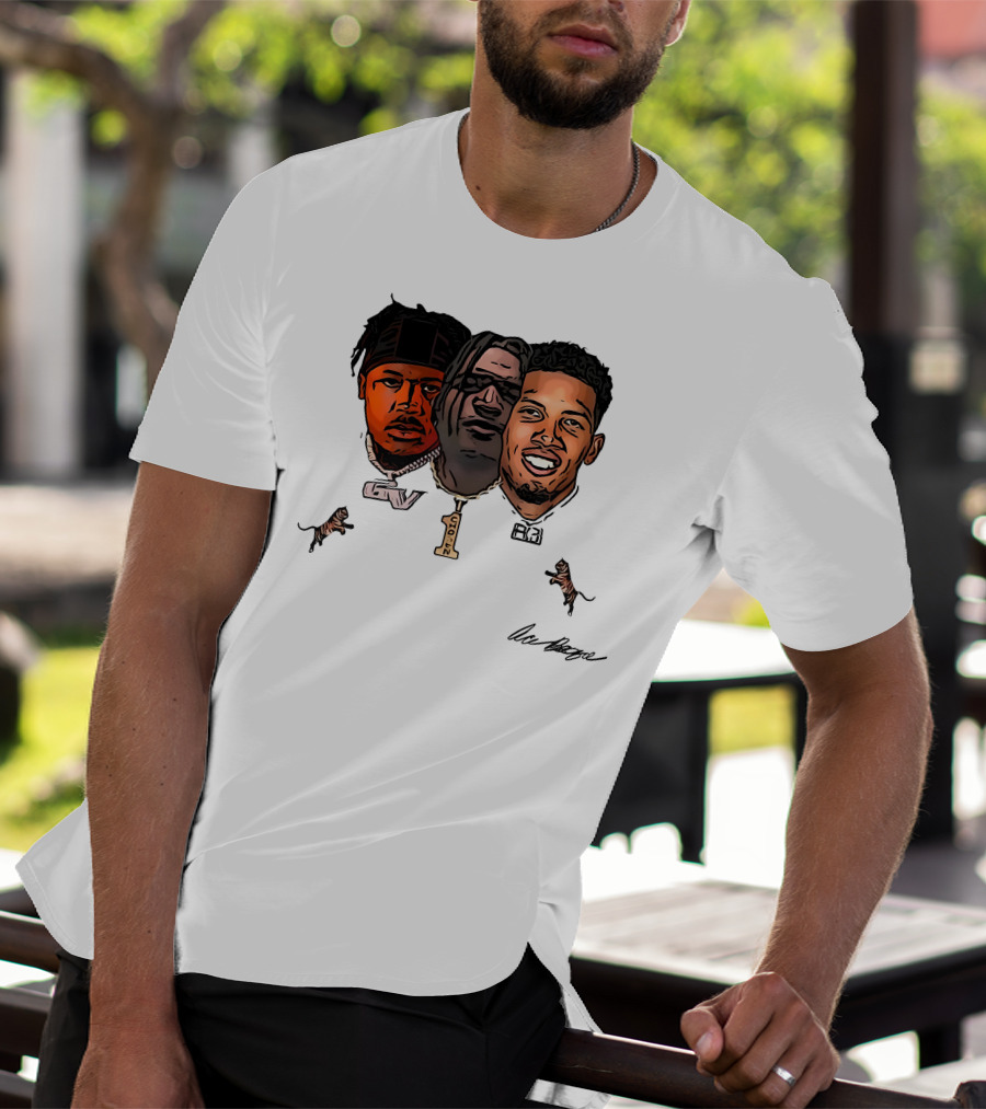 Ja'Marr Chase GV Tiger Trio Football T-Shirt
