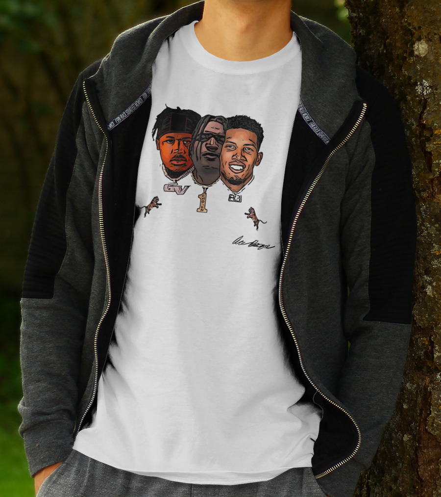Ja'Marr Chase GV Tiger Trio Football T-Shirt