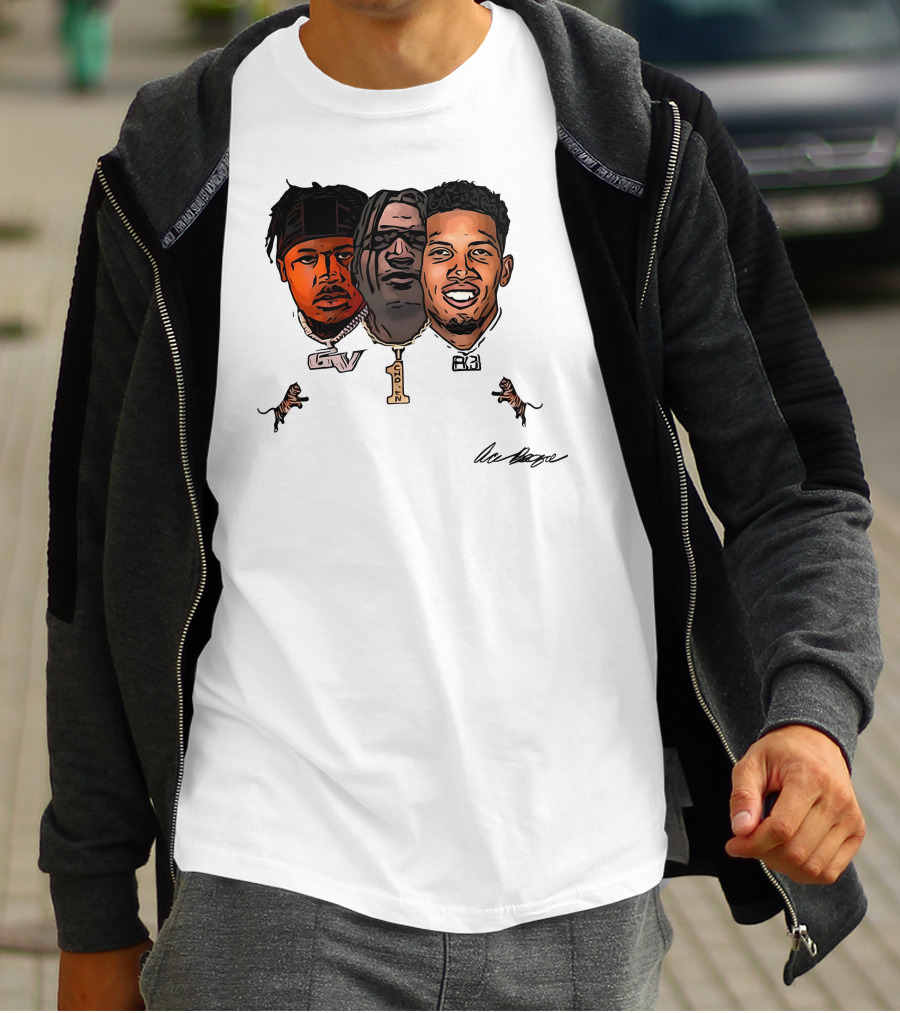 Ja'Marr Chase GV Tiger Trio Football T-Shirt