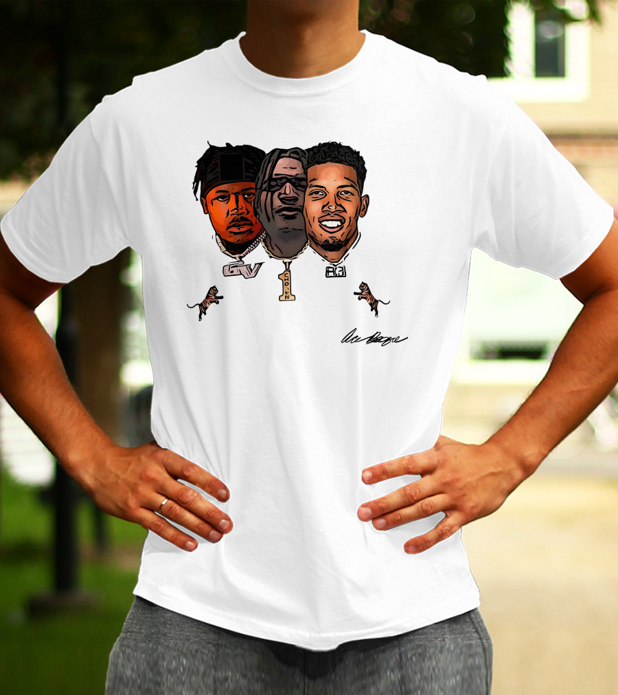 Ja'Marr Chase GV Tiger Trio Football T-Shirt
