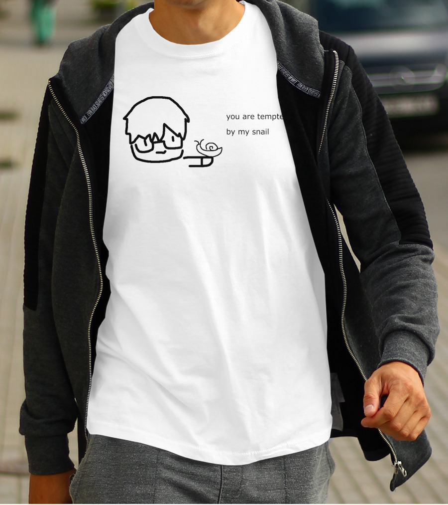 You Are Tempted By My Snail Minimalist Cartoon Character Holding A Snail T-Shirt