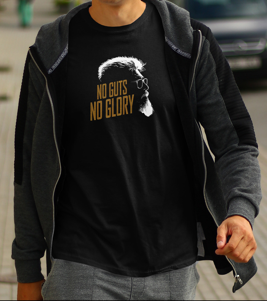 No Guts No Glory Bold Text Motivational Message T-Shirt