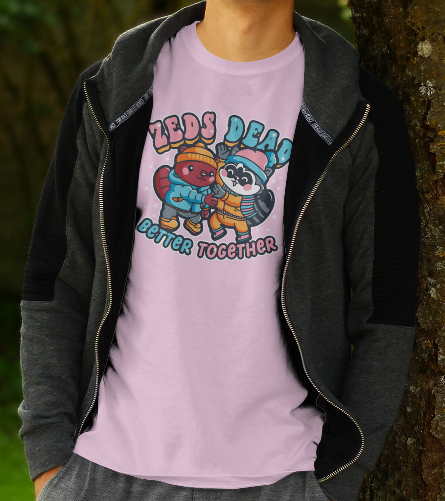 Zeds Dead Better Together Cartoon Beaver And Raccoon Winter Adventure T-Shirt