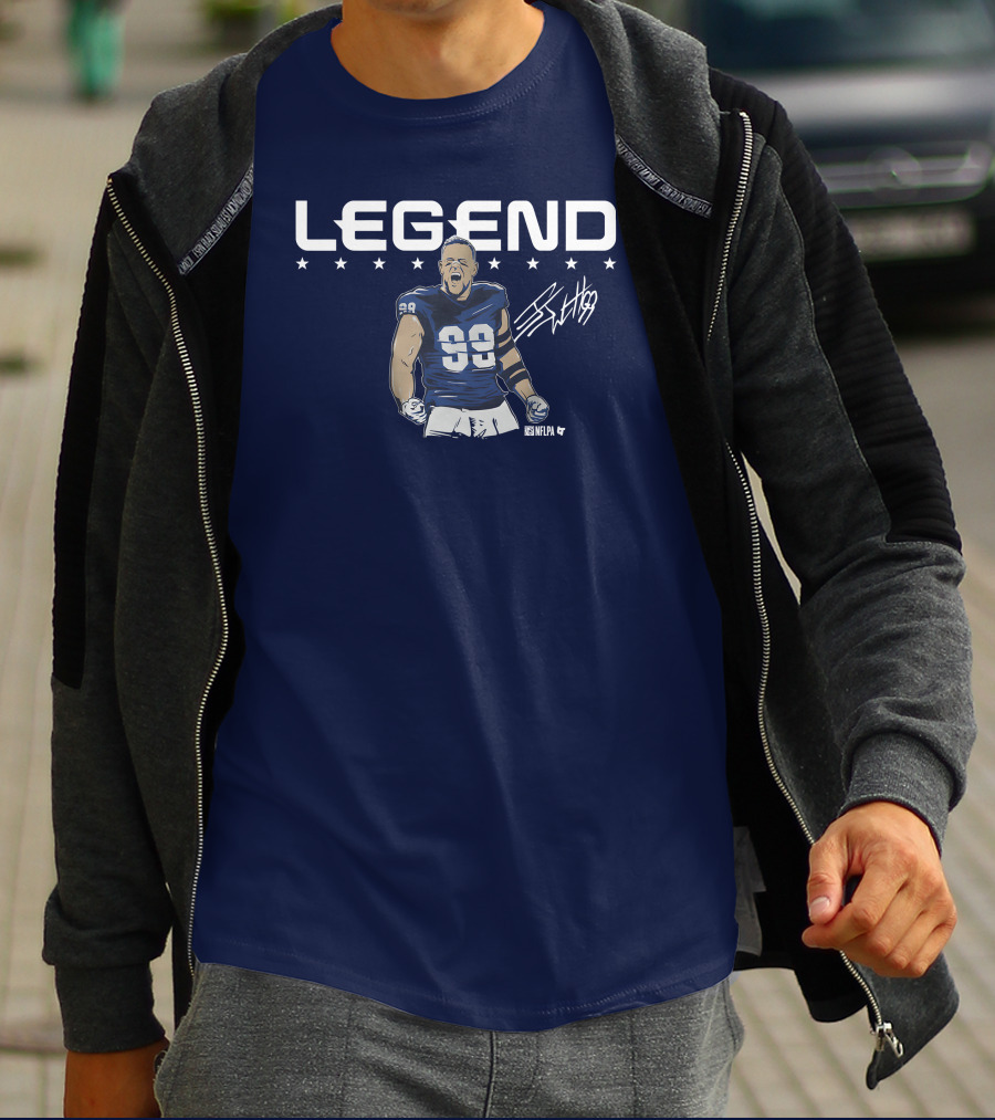 Breakingt Merch J.J. Watt Legend Number 99 Victory Pose T-Shirt