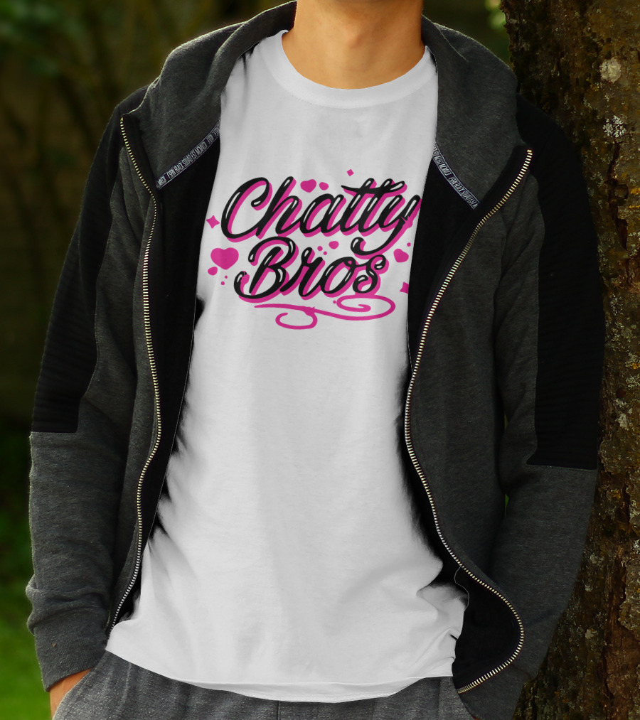 Chatty Bros Merch Heart Stars Motif Airbrush Bros T-Shirt