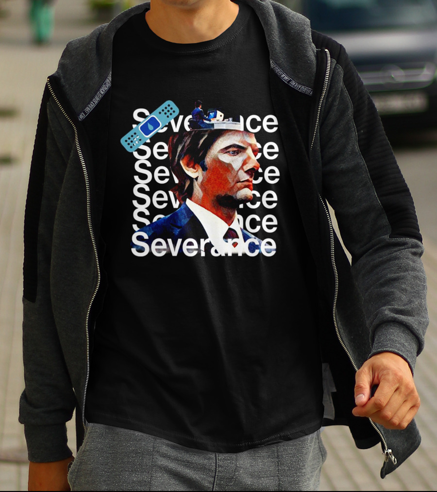 Severance Repeated Text With Bandage And Office Worker Scene T-Shirt