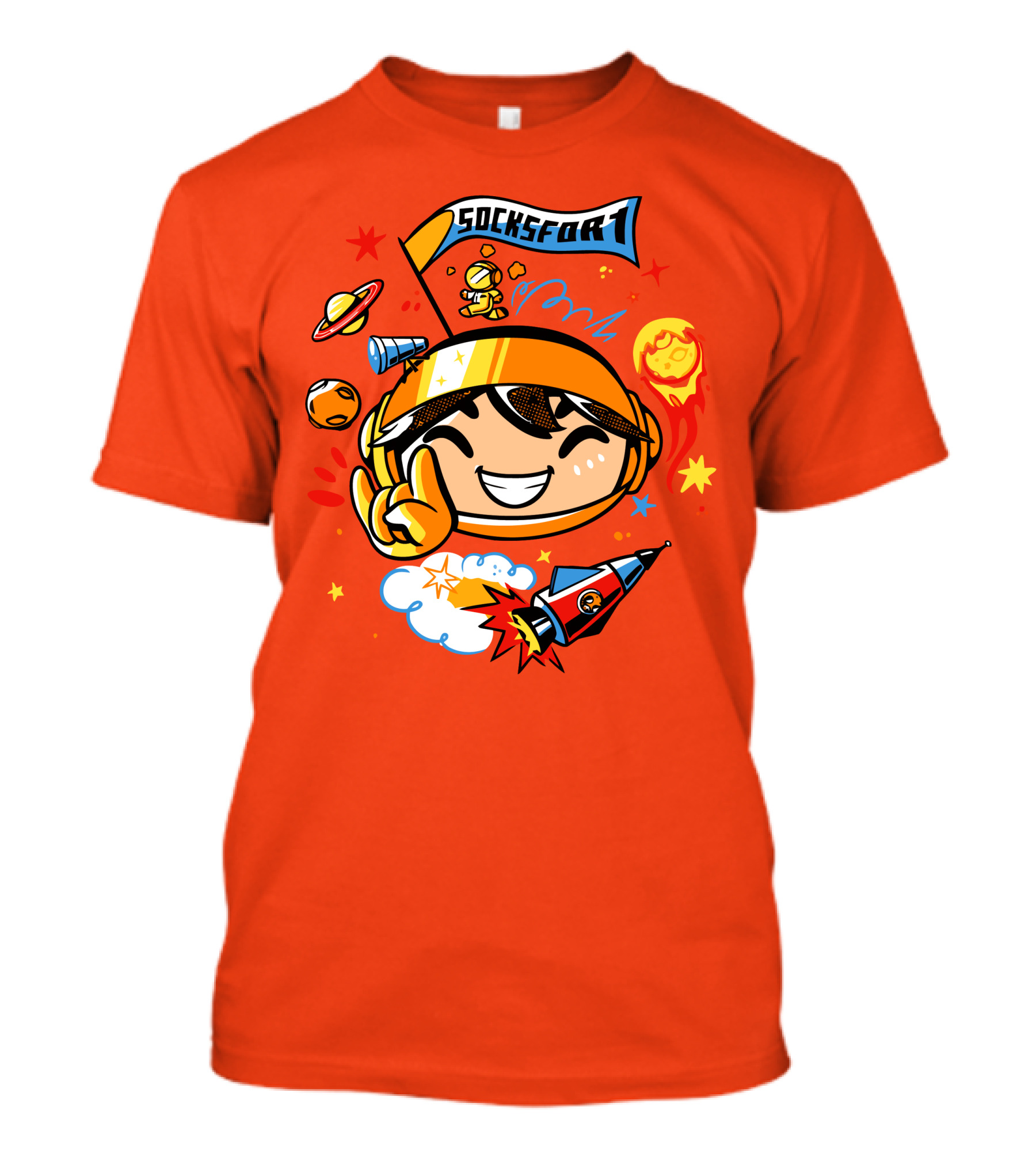 Socksfor1 Chibi Astronaut Space Adventure Merch T-Shirt