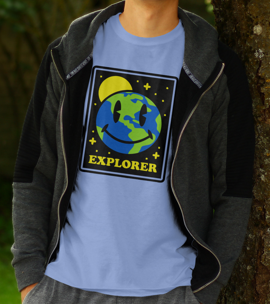 Socksfor1 Merch Explorer Earth Smiley T-Shirt