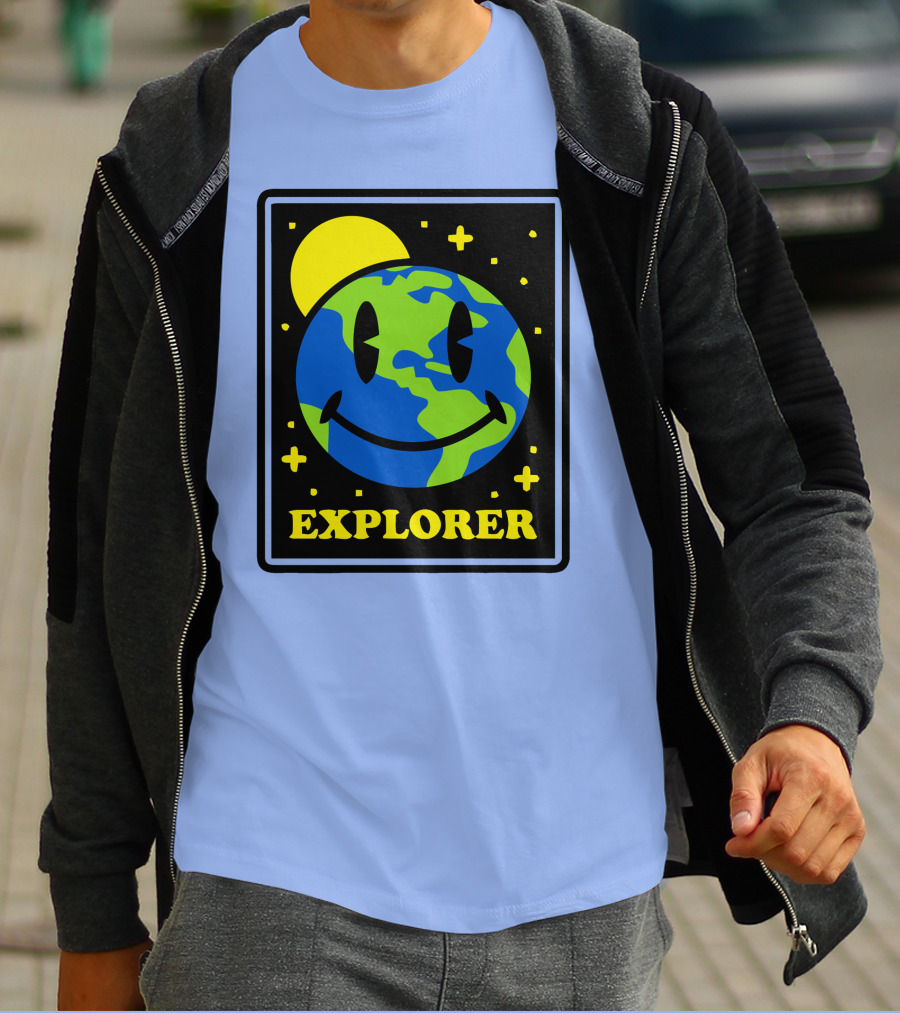 Socksfor1 Merch Explorer Earth Smiley T-Shirt