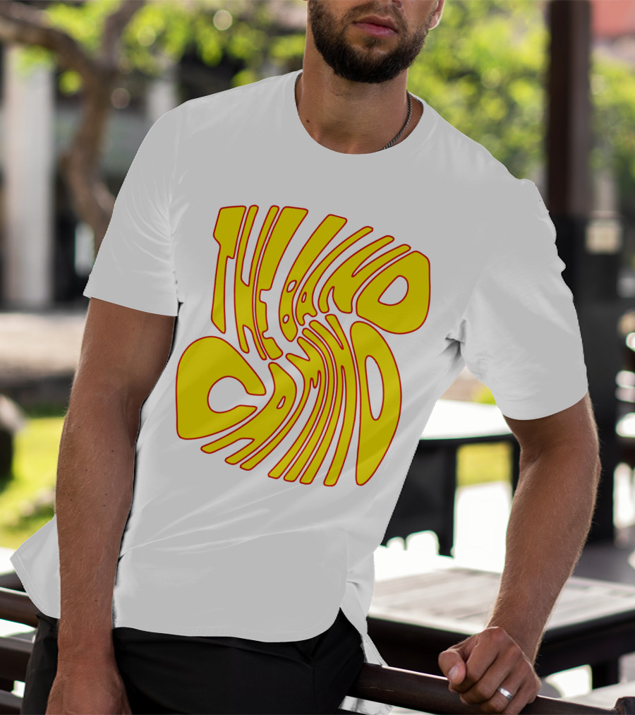The Band Camino Groovy Textual Yellow And Red Psychedelic Style Merchandise T-Shirt