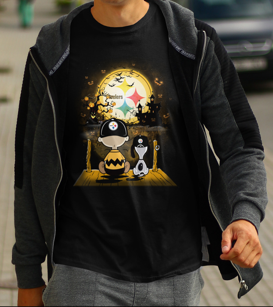 Peanuts Steelers Halloween Pumpkin Patch Scene T-Shirt