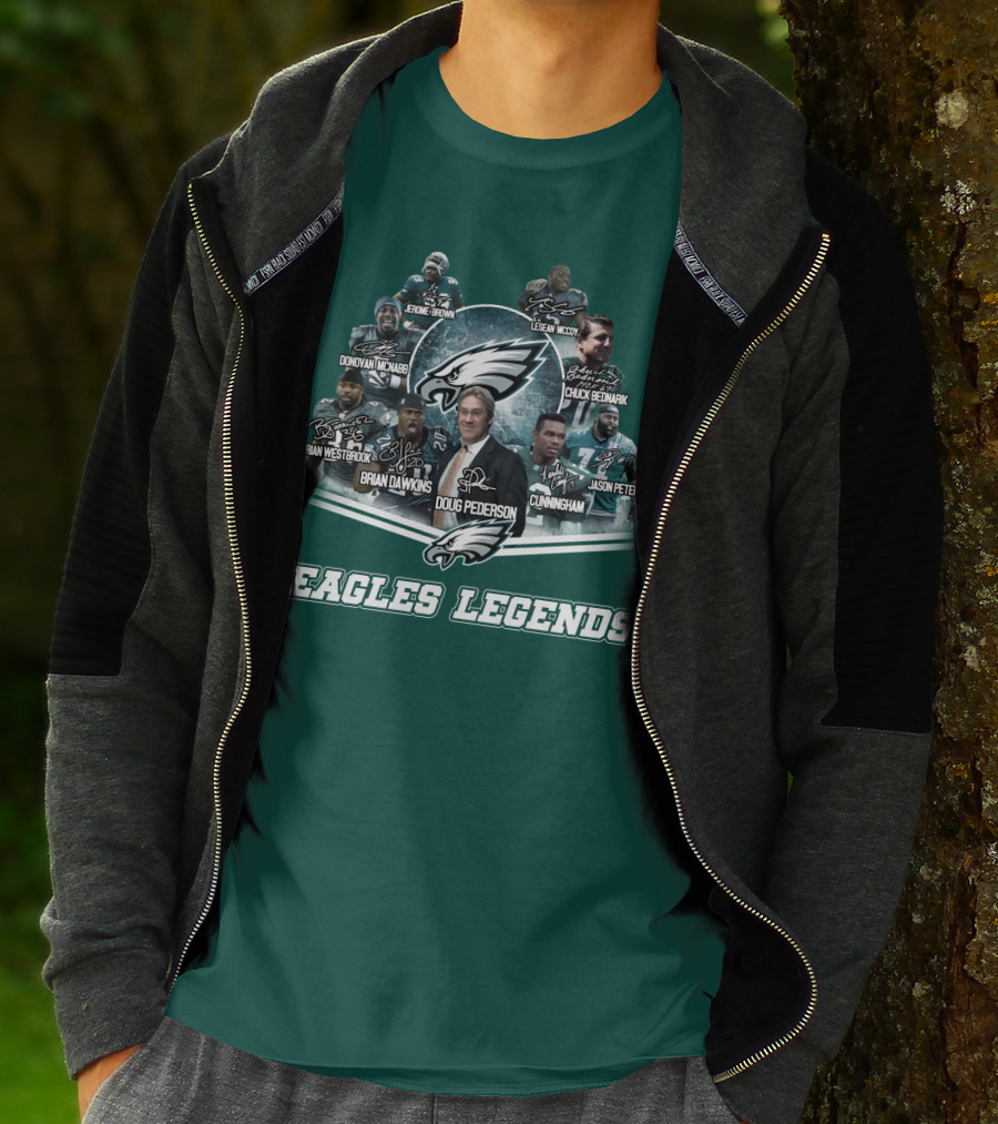 Eagles Legends Jerome Brown Lesean Mccoy Donovan Mcnabb Chuck Bednarik Brian Westbrook Brian Dawkins Doug Pederson Randall Cunningham Jason Peters T-Shirt