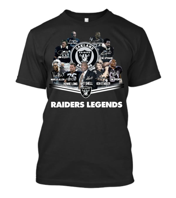 Oakland Raiders Legends Jim Otto Howie Long Art Shell Marcus Allen Ken Stabler Gene Upshaw Tim Brown Charles Woodson T-Shirt