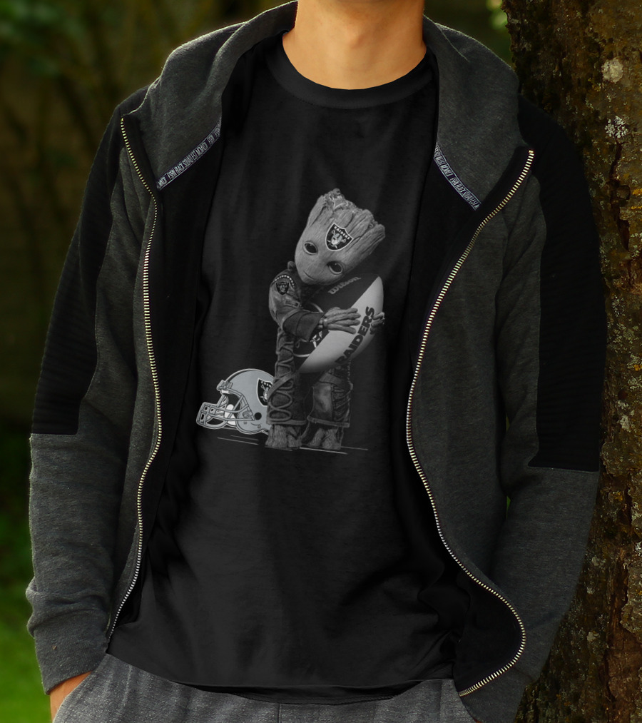 Groot Raiders Football Crossover Helmet And Ball T-Shirt