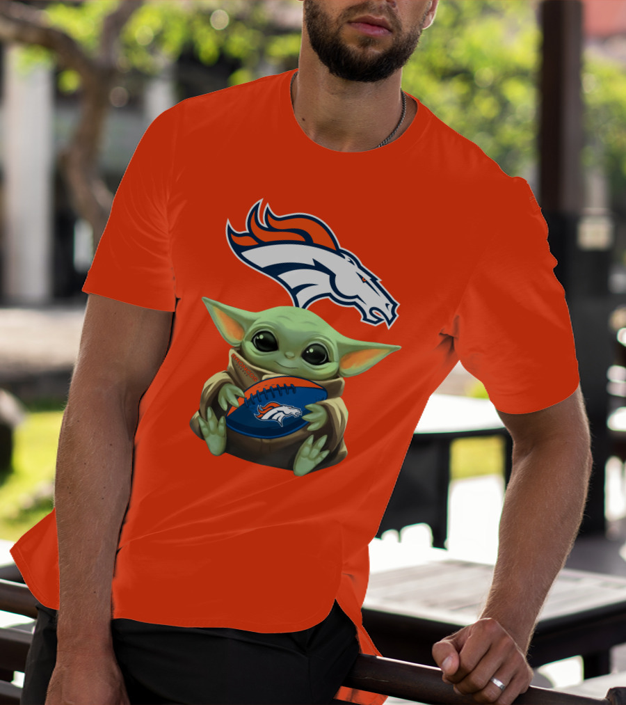 Denver Broncos Baby Yoda Football Fan T-Shirt