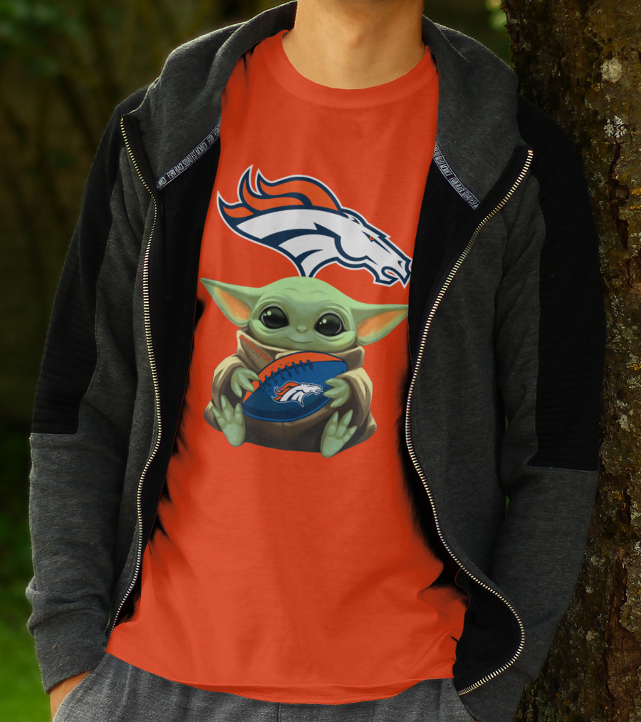 Denver Broncos Baby Yoda Football Fan T-Shirt
