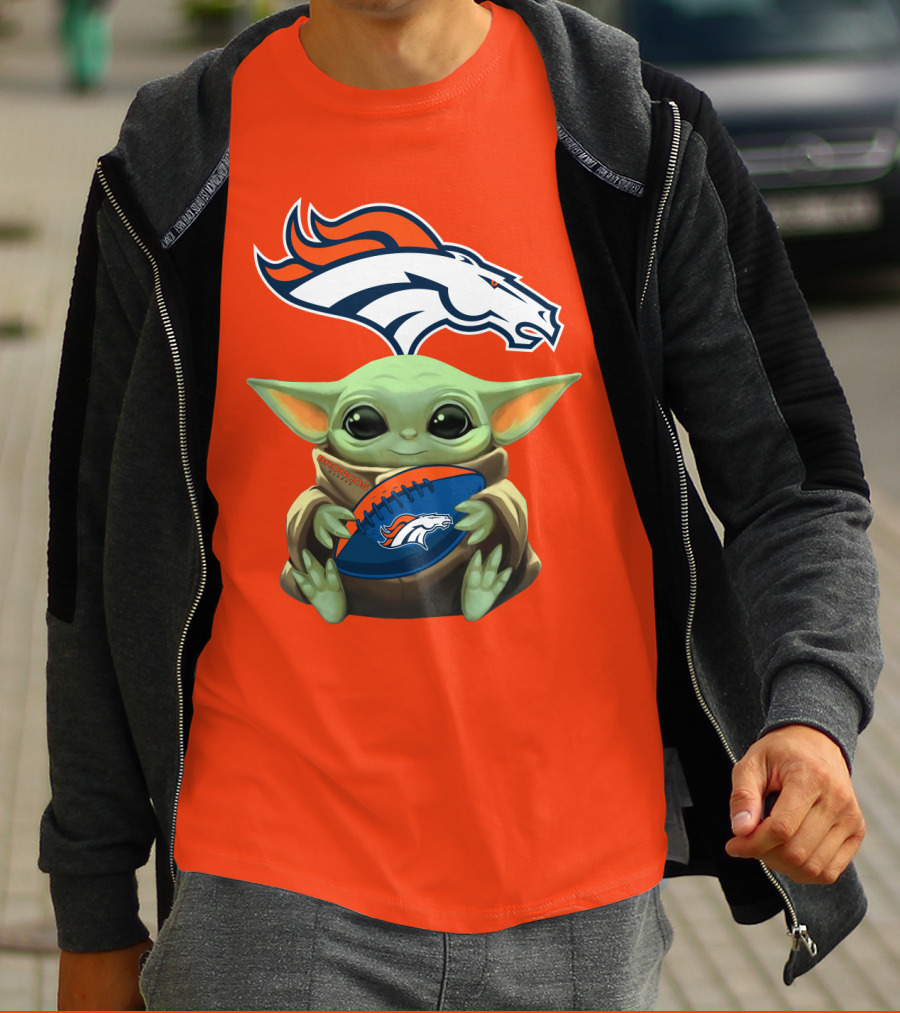 Denver Broncos Baby Yoda Football Fan T-Shirt