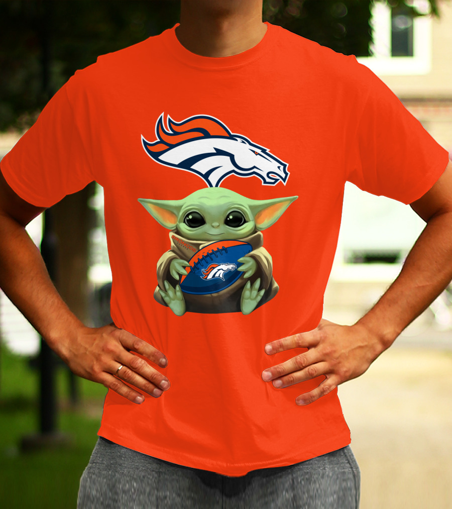 Denver Broncos Baby Yoda Football Fan T-Shirt