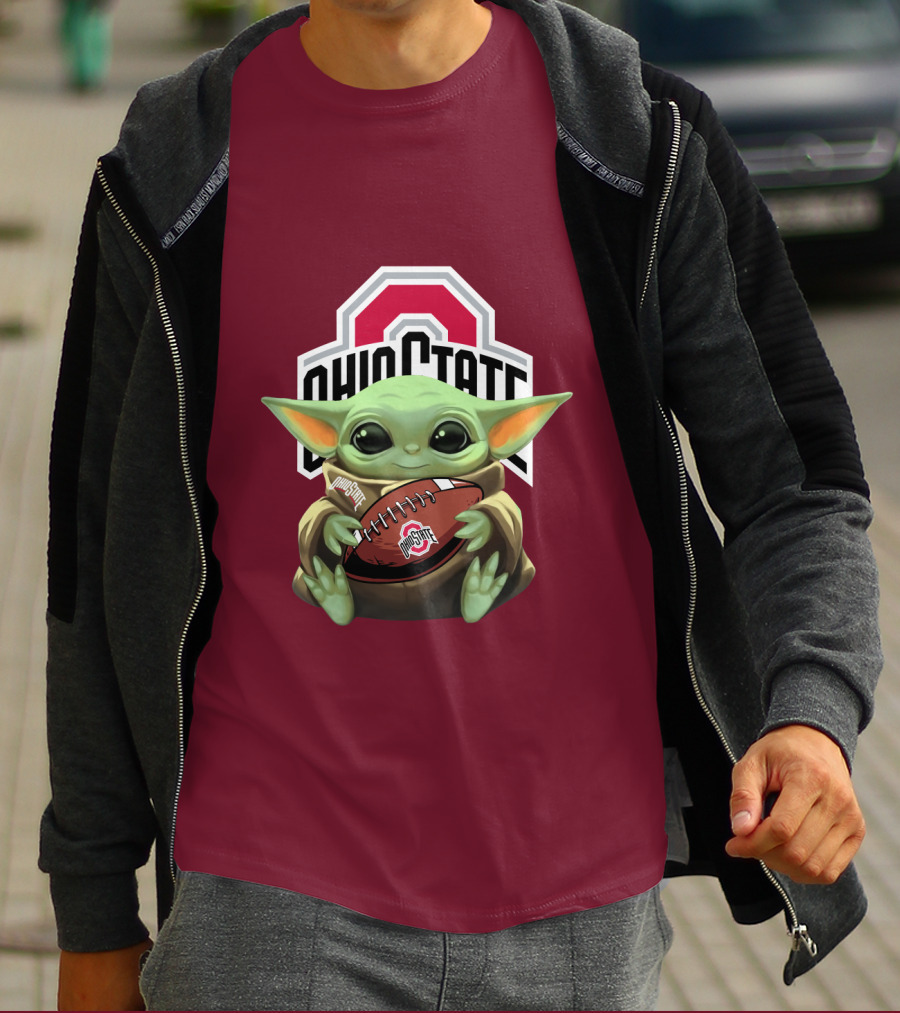 Ohio State Baby Yoda Football T-Shirt