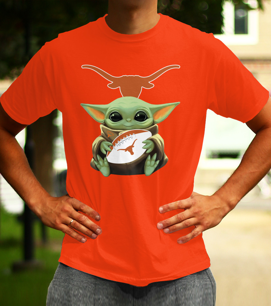 Baby Yoda Texas Longhorns Football T-Shirt