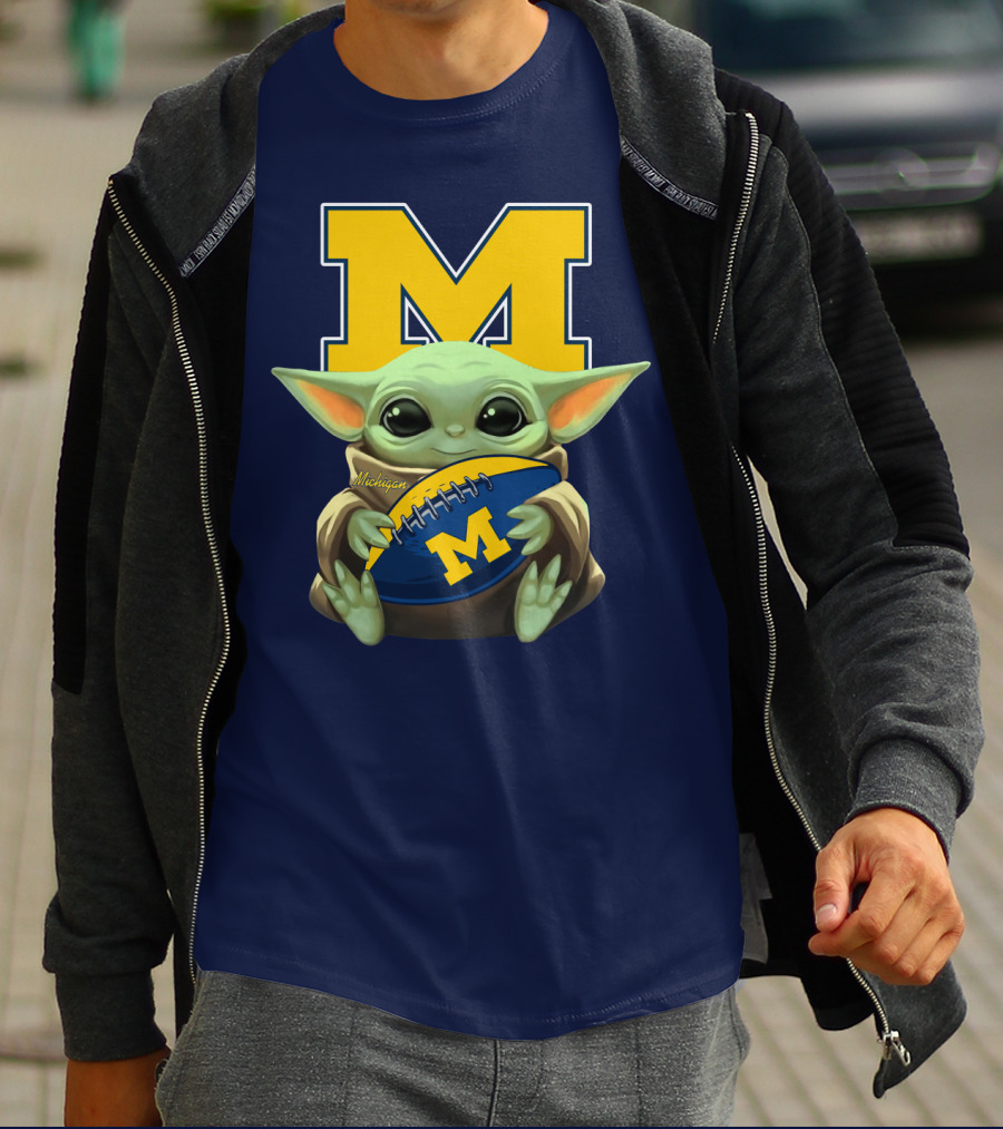 Michigan Baby Yoda Football M T-Shirt