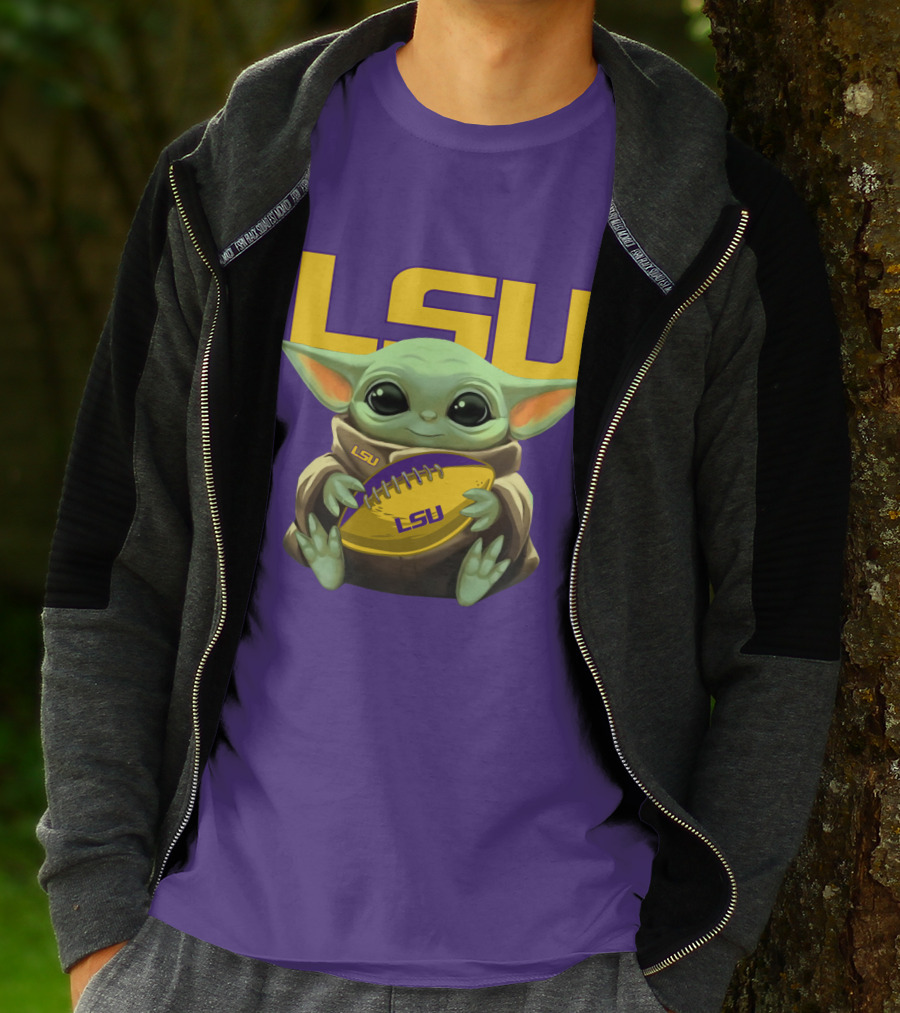 Lsu Baby Alien With Football T-Shirt