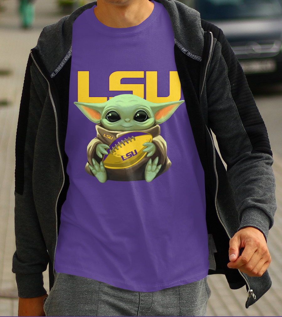 Lsu Baby Alien With Football T-Shirt