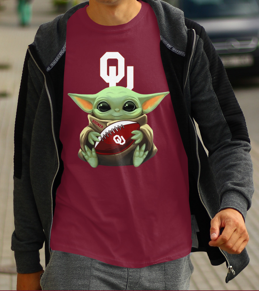 Ou Sooner Football Baby Yoda T-Shirt
