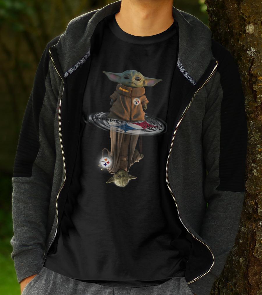 Steelers Baby Yoda And Yoda Reflection T-Shirt