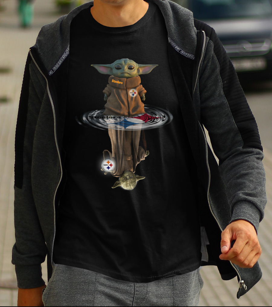 Steelers Baby Yoda And Yoda Reflection T-Shirt