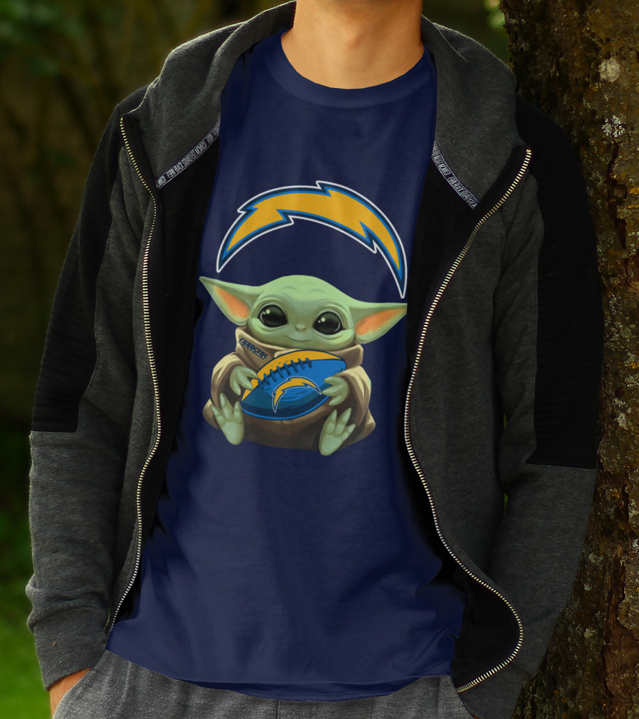 Los Angeles Chargers Baby Yoda Football T-Shirt