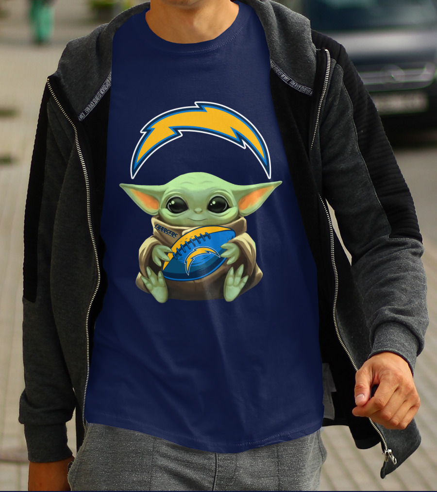 Los Angeles Chargers Baby Yoda Football T-Shirt